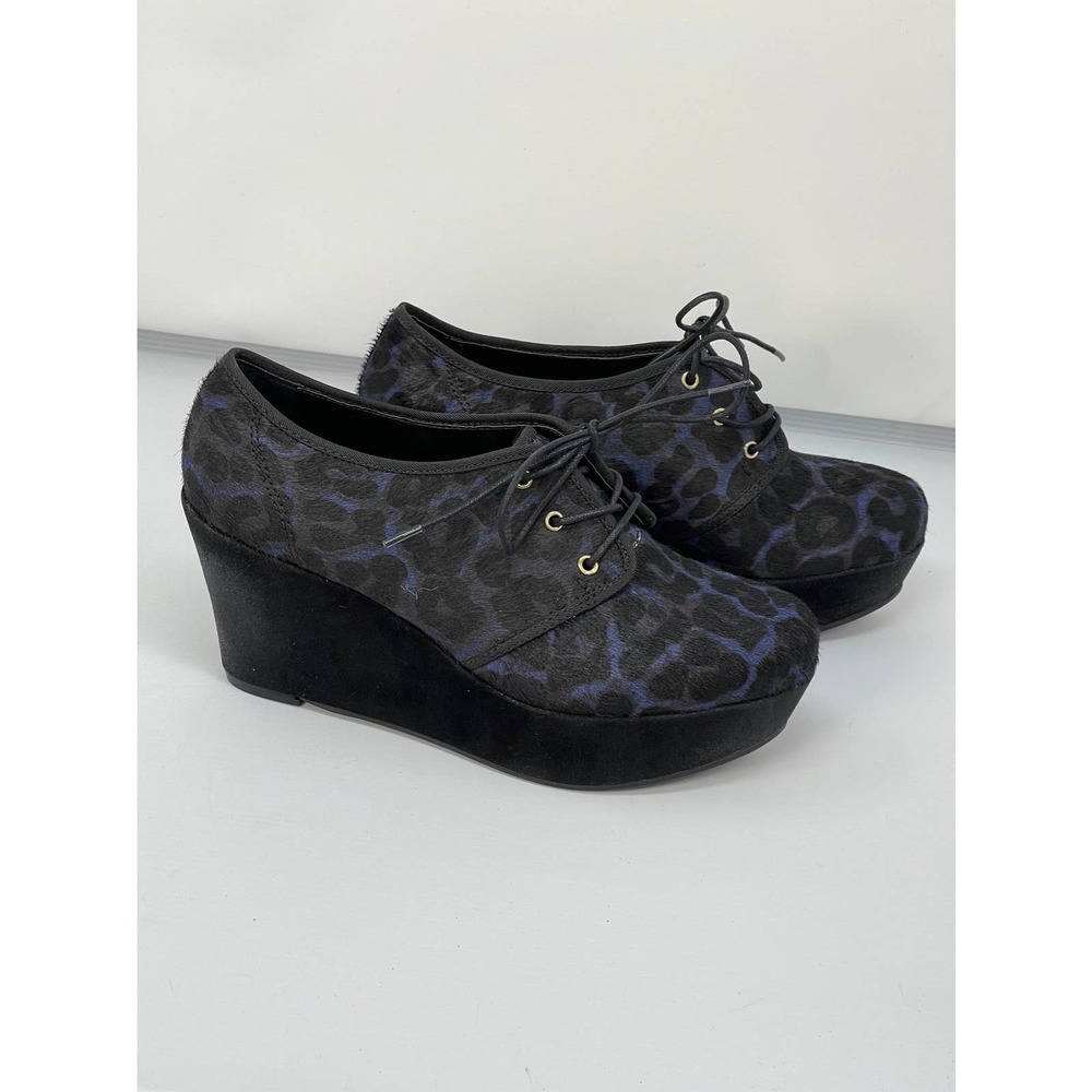 NEW NWT Nicole Laser Blue Leopard Animal Print Platform Leather Shoe Sz 8.5 & 10 - Picture 3 of 11